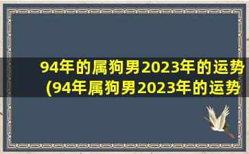 94年的属狗男2023年的运势(94年属狗男2023年的运势和婚 🐵 姻状况)